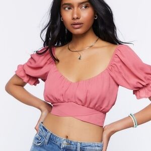 Forever 21 tie up crop top woven NWT